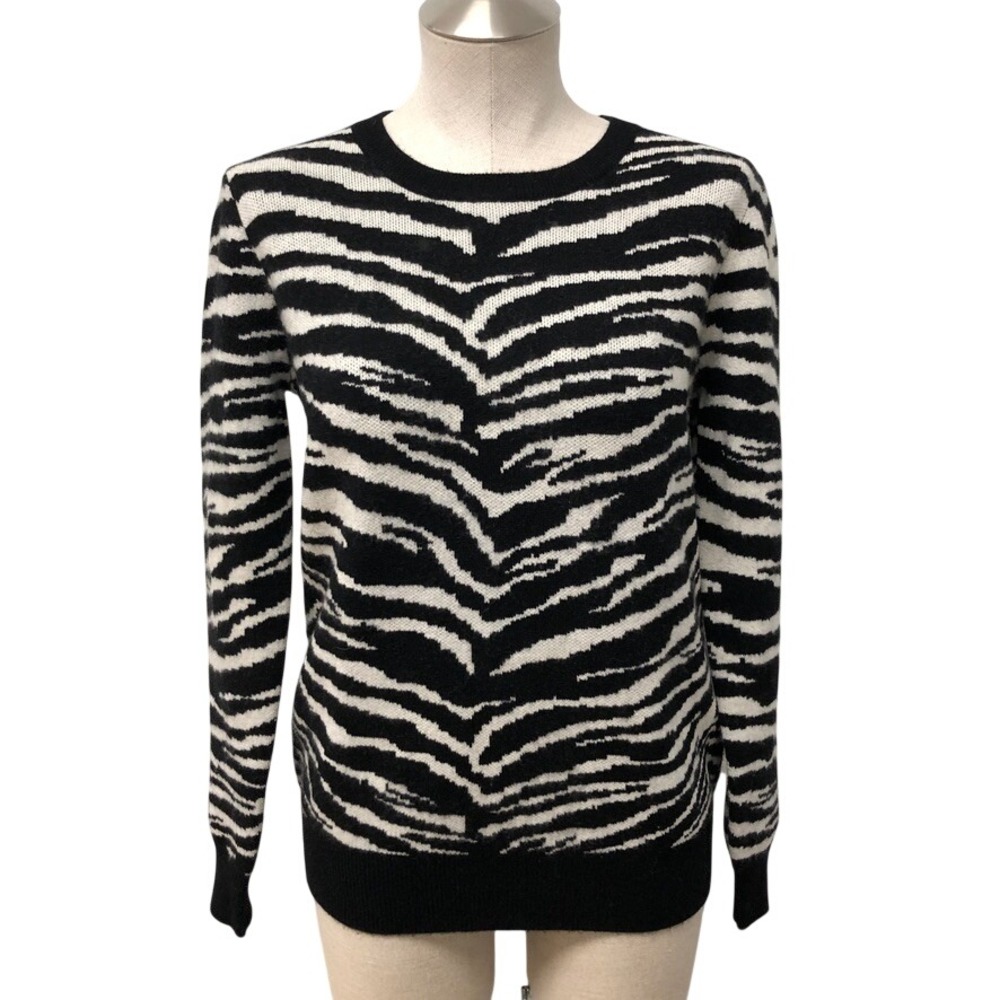 Madeleine Thompson Sweater Womens Medium Black White Zebra Wool Cashmere Blend